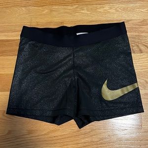 Gold/Black Nike Stretch Exercise Shorts Size Large